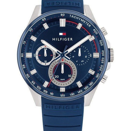 Montre Homme Tommy Hilfiger Max Bracelet en Silicone Multifonction Cadran Bleu Quartz 1791970