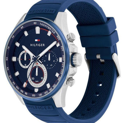 Montre Homme Tommy Hilfiger Max Bracelet en Silicone Multifonction Cadran Bleu Quartz 1791970