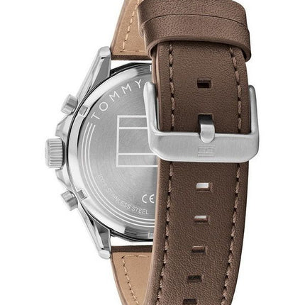 Montre Homme Tommy Hilfiger Axel Multifonction Bracelet Cuir Cadran Crème Quartz 1792003
