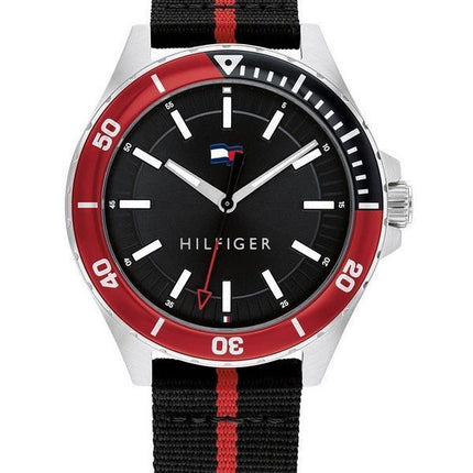 Tommy Hilfiger Logan Bracelet en nylon Cadran noir Quartz 1792010 Montre pour homme