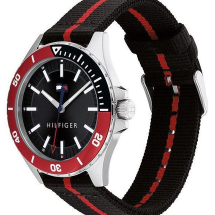 Tommy Hilfiger Logan Bracelet en nylon Cadran noir Quartz 1792010 Montre pour homme