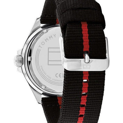 Tommy Hilfiger Logan Bracelet en nylon Cadran noir Quartz 1792010 Montre pour homme