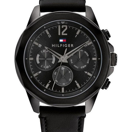 Montre Homme Tommy Hilfiger LARS Bracelet Cuir Multifonction Cadran Noir Quartz 1792062