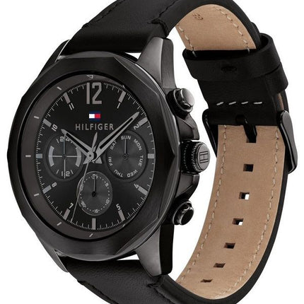 Montre Homme Tommy Hilfiger LARS Bracelet Cuir Multifonction Cadran Noir Quartz 1792062