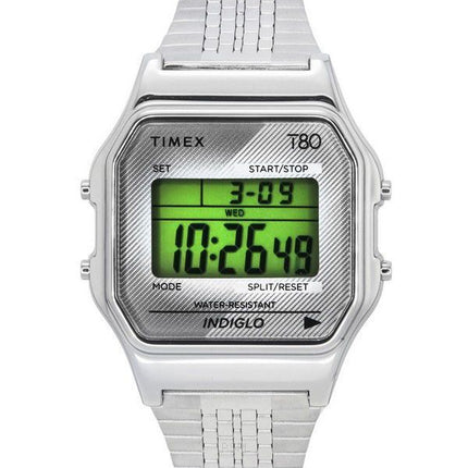 Timex T80 Bracelet en acier inoxydable numérique Quartz TW2R79300 Montre unisexe