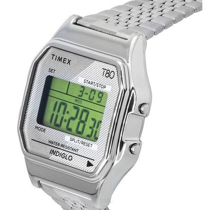 Timex T80 Bracelet en acier inoxydable numérique Quartz TW2R79300 Montre unisexe