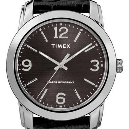 Montre Homme Timex Classique Cadran Noir Bracelet Cuir Quartz TW2R86600