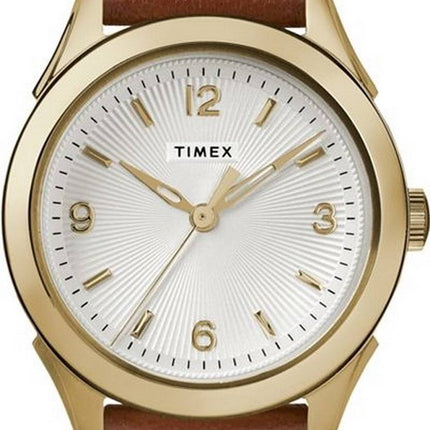 Montre pour femme Timex Torrington avec cadran argentÃ© et bracelet en cuir Ã  quartz TW2R91100