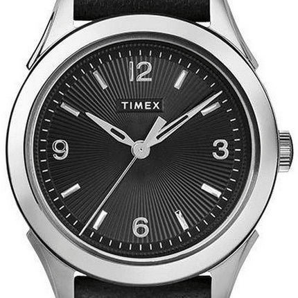 Timex Torrington cadran noir bracelet en cuir Quartz TW2R91300 montre femme