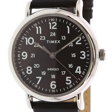 Timex Weekender Montre Homme Cadran Noir Bracelet Cuir Quartz TW2T30700