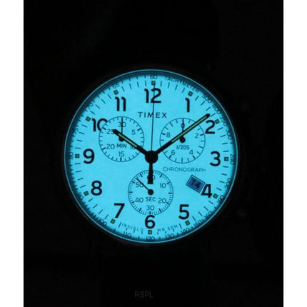 Montre pour homme Timex Standard Chronographe Bracelet en cuir Cadran beige lumineux Quartz TW2V27600