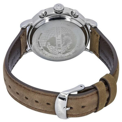 Montre pour homme Timex Standard Chronographe Bracelet en cuir Cadran beige lumineux Quartz TW2V27600