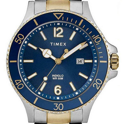 Montre pour homme Timex Harborside cadran bleu deux tons en acier inoxydable Ã  quartz TWG019600