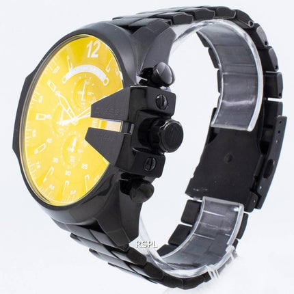 Montre pour homme Mega Chief noire remise à neuf avec cadran brun et placage ionique noir