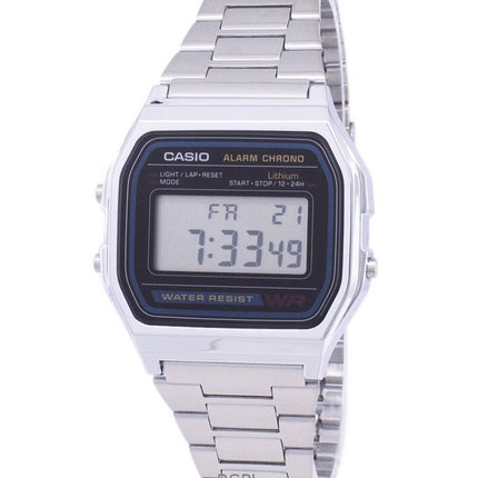 Montre Casio numérique à quartz A158WA-1DF pour homme, en acier inoxydable, avec alarme quotidienne, remise à neuf