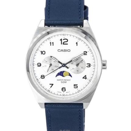 Montre homme Casio Standard analogique à quartz avec phases de lune et cadran blanc MTP-M300L-7A remise à neuf