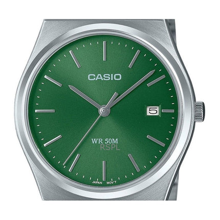 Montre analogique Casio Standard MTP-B145D-3AV unisexe, cadran vert, acier inoxydable, remise à neuf