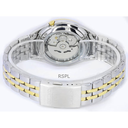 Montre homme Seiko 5 bicolore en acier inoxydable, cadran blanc, automatique, SNKL24J1, remise à neuf