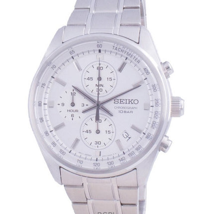 Montre homme Seiko chronographe à quartz, cadran blanc, SSB375P1, 100 m, remise à neuf