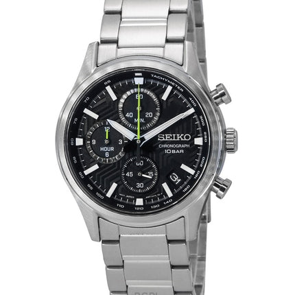 Montre Seiko Conceptual Chronograph à quartz, cadran noir, 100 m, remise à neuf, SSB419P1