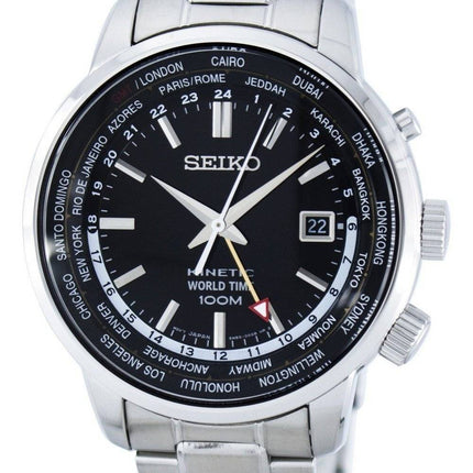 Montre pour homme Seiko Kinetic World Time GMT SUN069 SUN069P1 SUN069P 100M remise à neuf