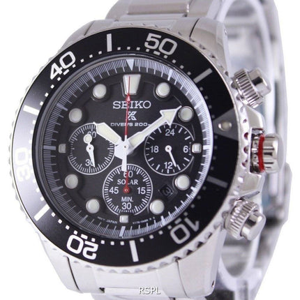 Montre pour homme Seiko Prospex Diver&#39,s Solar Chronograph SSC015 SSC015P1 SSC015P 200M remise à neuf