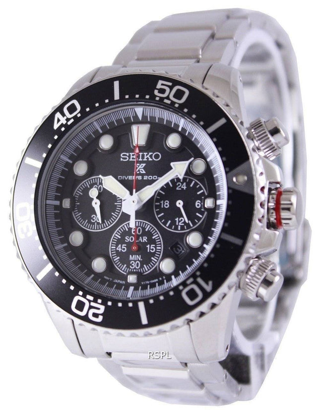 Montre pour homme Seiko Prospex Diver&#39,s Solar Chronograph SSC015 SSC015P1 SSC015P 200M remise à neuf