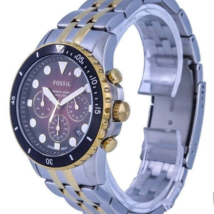 Montre chronographe Fossil FB-01 bicolore en acier inoxydable avec cadran rouge et quartz FS5881 100M pour homme remise à neuf
