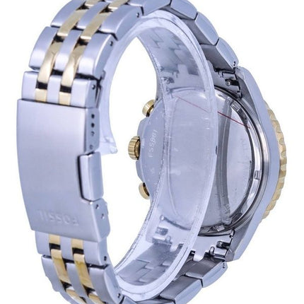 Montre chronographe Fossil FB-01 bicolore en acier inoxydable avec cadran rouge et quartz FS5881 100M pour homme remise à neuf