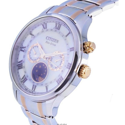 Montre homme Citizen Moon Phase bicolore en acier inoxydable avec cadran argenté Eco-Drive AP1054-80A remise à neuf