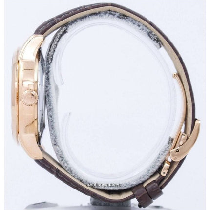 Montre homme Orient Sun And Moon bracelet en cuir cadran marron foncé automatique SAK00003T0 reconditionnée