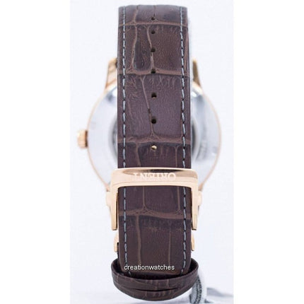 Montre homme Orient Sun And Moon bracelet en cuir cadran marron foncé automatique SAK00003T0 reconditionnée