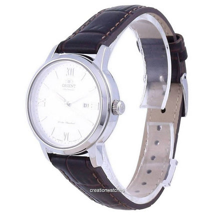 Montre pour femme Orient Contemporary avec bracelet en cuir et cadran blanc automatique RA-NR2005S10B remise à neuf