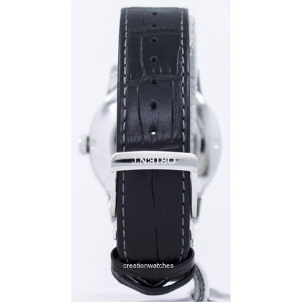 Montre homme Orient Sun And Moon avec bracelet en cuir et cadran noir SAK00004B automatique reconditionnée