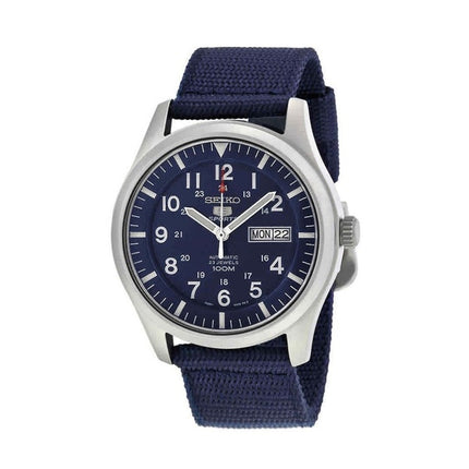 Montre homme Seiko 5 Sports en nylon avec cadran bleu et bracelet automatique SNZG11K1 100M remise à neuf