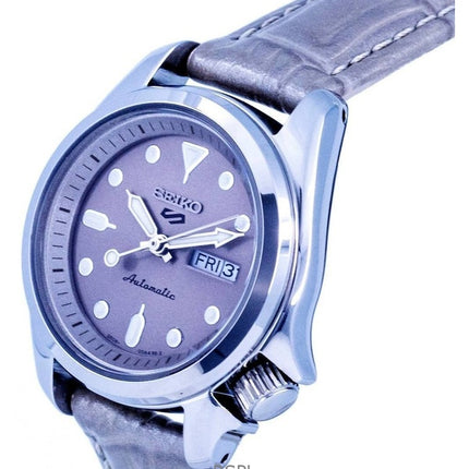 Montre Seiko 5 Sports Compact Bracelet en cuir Cadran beige Automatique SRE005K1 100M pour femme remise à neuf