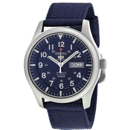 Montre homme Seiko 5 Sports en nylon avec cadran bleu et bracelet automatique SNZG11K1 100M remise à neuf