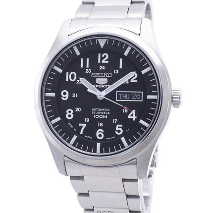 Montre homme Seiko 5 Sports en acier inoxydable avec cadran noir automatique SNZG13J1 100M remise à neuf