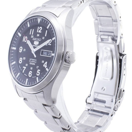 Montre homme Seiko 5 Sports en acier inoxydable avec cadran noir automatique SNZG13J1 100M remise à neuf