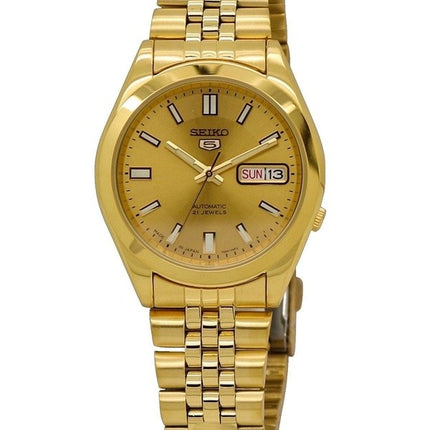 Montre homme Seiko 5 en acier inoxydable doré avec cadran doré et automatique SNKF82J1 remise à neuf
