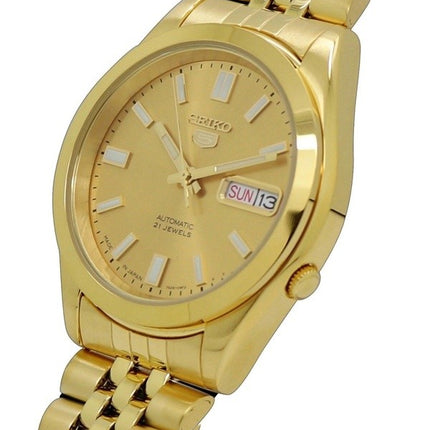 Montre homme Seiko 5 en acier inoxydable doré avec cadran doré et automatique SNKF82J1 remise à neuf