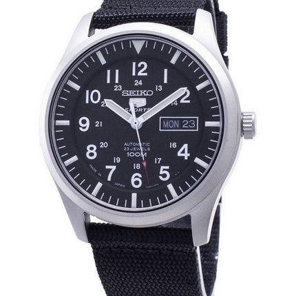 Montre homme Seiko 5 Sports en nylon avec cadran noir et bracelet automatique SNZG15J1 100 m remise à neuf
