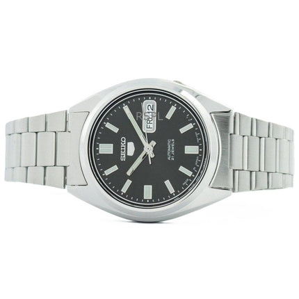 Montre homme Seiko 5 en acier inoxydable avec cadran noir et 21 rubis SNXS79J1 remise à neuf