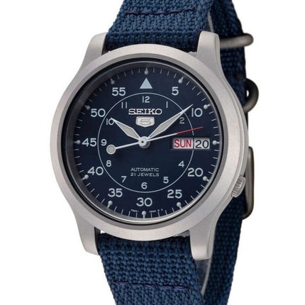Montre homme Seiko 5 militaire en nylon, cadran bleu, automatique, 21 rubis, SNK807K2, remise à neuf