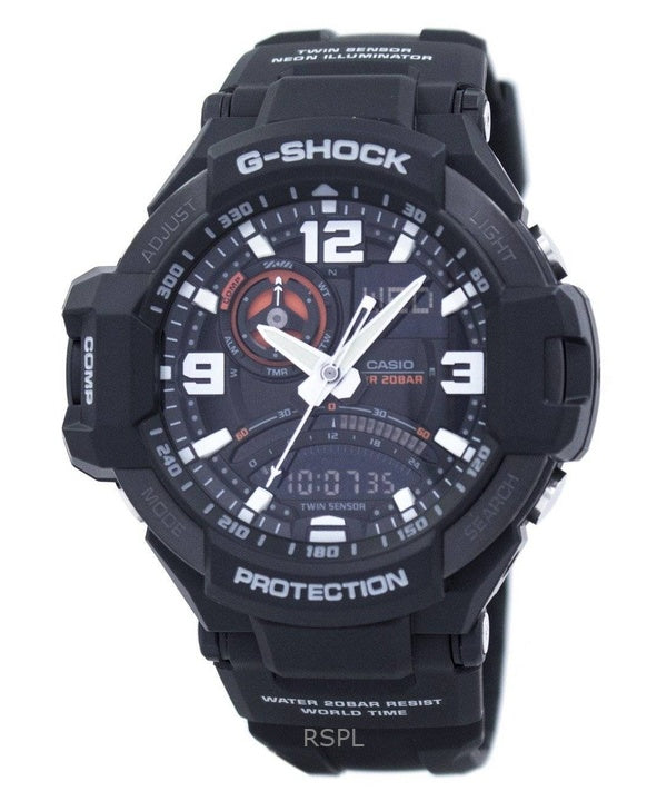 Montre homme Casio G-Shock analogique numérique à quartz avec bracelet en résine et cadran noir GA-1000-1A 200M remise à neuf