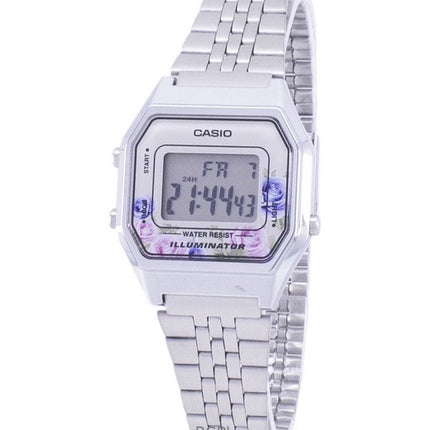 Montre Casio Vintage Youth Illuminator Digital en acier inoxydable à quartz LA680WA-4C pour femme remise à neuf