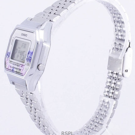 Montre Casio Vintage Youth Illuminator Digital en acier inoxydable à quartz LA680WA-4C pour femme remise à neuf