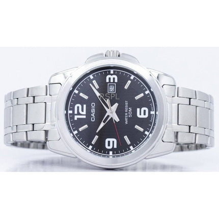 Montre analogique Casio Enticer en acier inoxydable avec cadran noir et quartz MTP-1314D-1AVDF pour homme remise à neuf