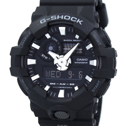 Montre analogique numérique Casio G-Shock GA-700-1B 200M pour homme avec bracelet en résine et cadran noir
