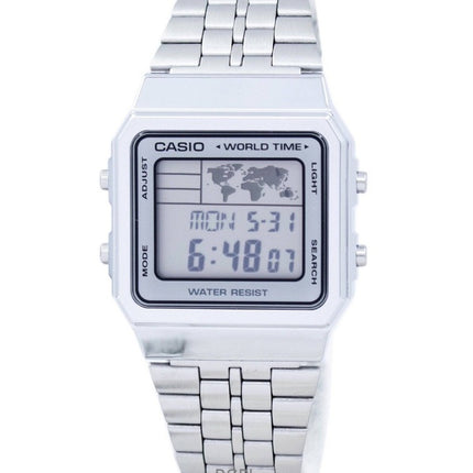 Montre à quartz numérique vintage Casio A500WA-7DF pour homme, en acier inoxydable, remise à neuf